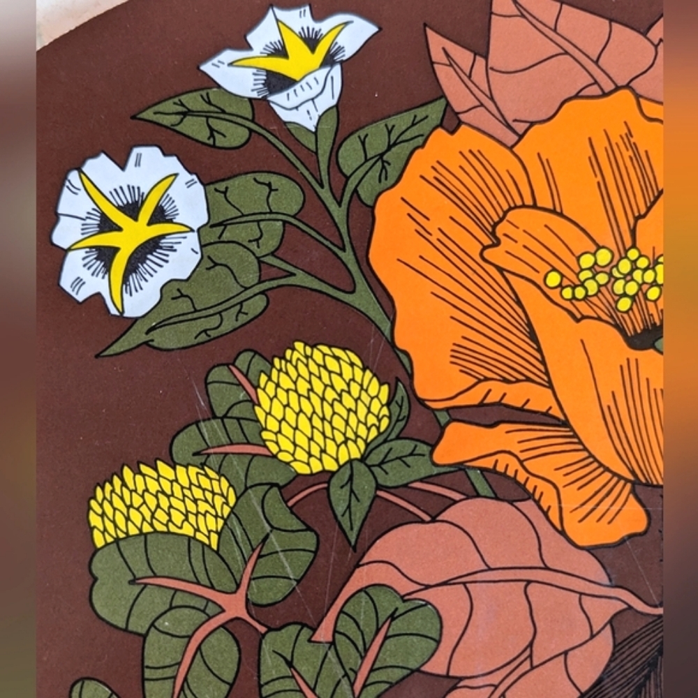 Vintage 1970's Pot Holder Casserole Stand Kitchen Counter Top Floral Tray Trivet - Picture 11 of 12